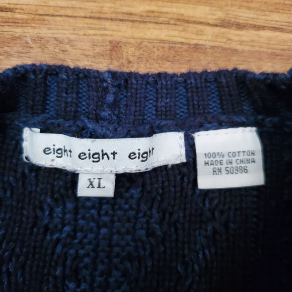 eight eight eight Sweater Size XL Blue Cable Knit - Picture 4 of 6